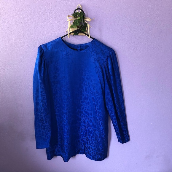 Vintage R&K Silks Royal Blue Tunic - Size 10 - Picture 3 of 3